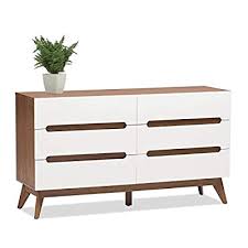 A fabulous and modern home for your fabulous and modern clothes. Buy Levan Home Mid Century Modern 6 Drawer Bedroom Double Dresser In White And Walnut Online In Turkey B08shxz4bw
