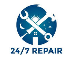 24 7 Repair Logo Design Creative And Abstract Logo Design Of The Repair Tools It Is Like The House Moon Sun Logo Design Creative Logo Design Plumbing Logo