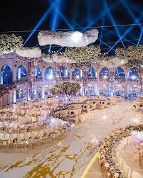 Between The Unique Table Shapes And Suspended Floral Installations This Dubai Wedding By Ibe Winter Wedding Centerpieces Luxury Wedding Venues Dubai Wedding