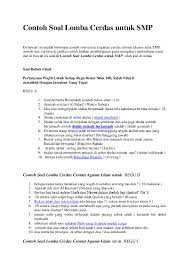 Money pot kumpulan soal lomba cerdas cermat tingkat sd kelas 4 5 6 116 leetchi com. Pdf Contoh Soal Lomba Cerdas Untuk Smp Desi Anwar Academia Edu