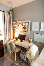 If you have extra space in your bedroom, this would be a great idea to steal! How To Live Large In A Small Office Space Bedroom Office Space Living Room Office Small Space Office