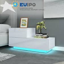 4.8 out of 5 stars. Bedside Table Chest Of 2 Drawers Led Light Nightstand High Gloss Cabinet White Ebay