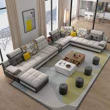 Luxury Modern U Shaped Sectional Fabric Sofa Set With Ottoman Corner Sofa Design Modern Sofa Living Room Sofa Set Designs