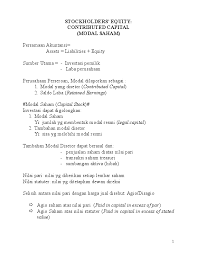 Perhitungan agio saham sebagai berikut: Doc Stockholders Equity Contributed Capital Modal Saham Ririn Lestari Academia Edu