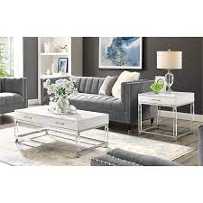 The nuevo catrine rectangular coffee table is a clean and modern addition to your living room setup. Posh Briar 2 Drawer Metal Coffee Table With Acrylic Legs In White Chrome Ct159 09we Cx