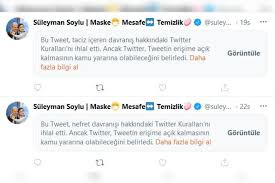 Süleymansoyludestek ретвитнул(а) süleyman soylu | maske mesafe ↔ temizlik. Icisleri Bakani Suleyman Soylu Nun Iki Paylasimi Daha Twitter Tarafindan Kisitlandi Evrensel