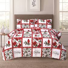 The best down and down alternative comforters for your bed, including machine washable duvets 9 best comforters to keep you cozy all night long. Christmas Holiday King Patchwork Quilt Bedding Set Cardinal Poinsettia Holly Mistletoe Walmart Com Walmart Com