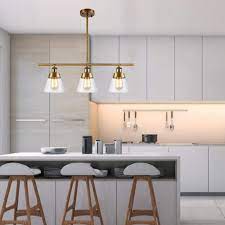 Brass Kitchen Island Lighting Clear Glass Linear Chandelier Linear Pendant Lights Kitchen Island Lighting Brass Kitchen Island Kitchen Lighting Fixtures