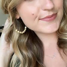 Buy 8mm Pink/blush Bead Hoop Earrings Online in India