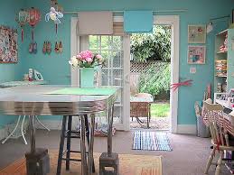Then, with a little bit of creativity and elbow grease, you can turn it into something beautifully functional, like these projects. Your Favorite Turquoise Paint Colors Sewing Room Design Craft Room Sewing Rooms