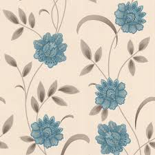 Graham & brown elizabeth bloom floral wallpaper 108030. Sadie Teal Cream Graham Brown