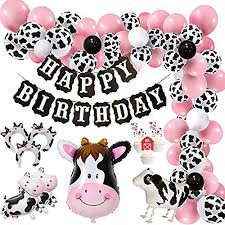 Buy Finypa Funny Cow Party Decorations Balloon 85pcs Arch Garland Kit With Happy Birthday Banner Cow Print Balloons Baby Pink Balloons Walking Cow Mylar Balloon For Farm Birthday Party Farm Animal Theme