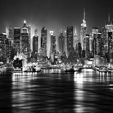 New York City At Night Skyline View Black White Wallpaper Mural Photo Giant Wall Poster Decor Art Photo Mural Wall Photo Mural Black And White Wallpaper