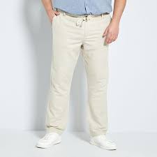 2 poches latérales et 2 derrière. Pantalon Coton Et Lin Grande Taille Homme Beige Kiabi 25 00