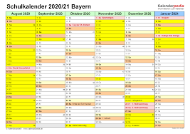 Hälfte mit kalenderwochen und feiertagen. Schulkalender 2020 2021 Bayern Fur Pdf