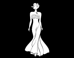 Mujer en sombrero y vestido largo. Dibujo De Vestido De Boda Elegante Para Colorear Dibujos Net