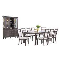 Costzon kitchen storage sideboard dining buffet server cabinet cupboard, free standing storage chest with 2 level cabinets and open shelf, adjustable middle. Dining Set With China Cabinet Shade Of Gray 11 Piece Sunset Trading