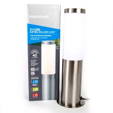 Brilliant lighting black raptor ii twin led security flood light with sensor. Elluminate Warm White Stainless Steel Garden Bollard Bunnings Australia