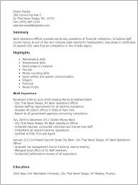 Professional Bank Operations Officer Templates To Showcase Your Talent Myperfectresume Resume Sample Resume Resume Examples