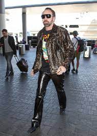 Nicolas Cage S Wardrobe Just Hit Peak Weird And We Re All For It Nicolas Cage Mens Leather Pants Nicolas