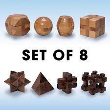 Regular jigsaw puzzles playing improves memory, mental clarity and slow the aging of brain cells. Set Of 8 Natural And Dark Wood Wooden Puzzles Bits And Pieces