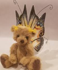 Miniature 3 Inch Butterfly Bear Wings Were Crafted By Indigo Moon Because Of Her Wings She Is Only Able To Sit Han Handmade Teddy Bears Bear Koala Bear