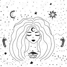 Many women opt for short hairstyles during the summer to beat the heat, to make a statement, or because short hair can be much easier to handle and style. Mystical Drawing Occultism A Beautiful Girl With Stars In Her Royalty Free Cliparts Vectors And Stock Illustration Image 153418616