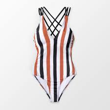 Black And White Striped One Piece Swimsuit Black White And Burnt Orange Stripe One Piece Swimsuit Striped One Piece One Piece Swimsuit One Piece