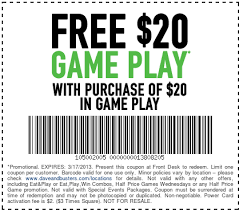 Dave And Busters Free 20 Game Play Printable Coupon Dave Busters Dave N Buster Printable Coupons