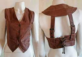 Rare Fiocchi Leather Vest Women S Biker Rocker Vest Brown Real Leather Vest Fiocchi Vest Womens Vest Leather Vest Lady Biker