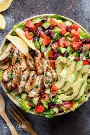 Grilled Lemon Herb Mediterranean Chicken Salad Cafe Delites In 2020 Mediterranean Chicken Salad Recipe Dinner Salads Best Salad Recipes
