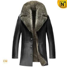 Shearling Coat With Fur Trim Cw852359 Mens Shearling Coat Mens Fur Coat Coat