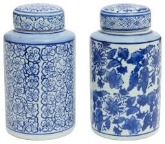 Thl salt and pepper shakers. 2 Piece Blue And White Tea Canisters Asian Kitchen Canisters And Jars By Oriental Furniture Houzz