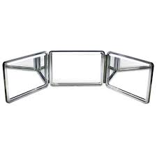 It allows you to cut your own hair while preventing you from having to hold a hand mirror to see the sides and back of your head. Pin On Hair Cutting Accessories