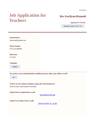 It is the standard document in the united states of america for presenting your qualifications for academic employment. Job Application For Teachers Template Pdf Templates Jotform