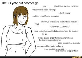 The 23 year old coomer gf >hard kinks but likes >has or wants nipple  piercings >family