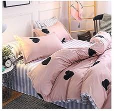 Amazon Com Orihome Queen Size Bedding Set Love Heart Print 3 Piece Bedding Sets One Duvet Cover In 2020 Duvet Cover Sets King Size Bedding Sets Striped Duvet Covers