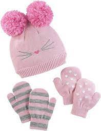 Amazon Com Simple Joys By Carter S Baby Girls Toddler Hat And Mitten Set Pink Cat 2t 5t Clothing Baby Hat And Mittens Baby Girl Hats Carters Baby