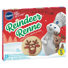 Enriched wheat flour, sugar and/or golden sugar, vegetable oil shortening (palm, high monounsaturated canola and/or soybean oil), water, dried whole eggs (with sodium. Pillsbury Ready To Bake Sugar Cookies Reindeer Walmart Canada