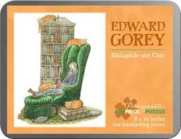 Not suitable for children under 3 years old. Edward Gorey Bibliophile With Cat 100 Piece Tin Puzzle Edward Gorey Illustrator 9780764964145 Blackwell S