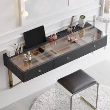 Modern Floating Black Makeup Vanity