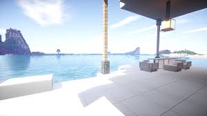 White villa on beach with large swimming pool. Download Modern Beach House 21 Mb Map For Minecraft