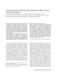Pdf The Association Of Heart Valve Diseases With Coronary Artery Dominance Gwilym M Morris Academia Edu