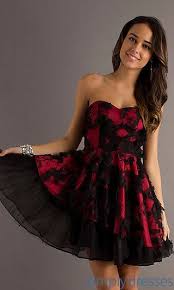 Short Strapless Red And Black A Line Dress Homecoming Dresses Short Black Black Homecoming Dress Short Red Prom Dresses