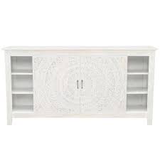 We loved the adjustable shelves, which offer a good amount of versatility, and the different size options, which suit televisions from 30 inches to 70 inches. Home Decorators Collection Chennai 70 In White Wash Tv Stand 9510100940 The Home Depot