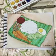 Lukisan nasi lemak secawan kopi dan sepotong kuih. 8 My Ideas Nasi Lemak Sketch Book Drawing People