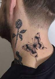 Imagevalley Co Mens Butterfly Tattoo Neck Tattoo For Guys Butterfly Neck Tattoo