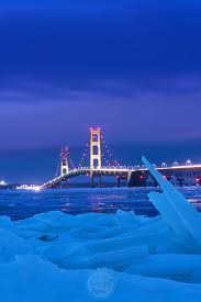Ignace is located at the north end of the mackinac bridge. Ice Shards Mackinac Bridge Blue Hour 01183657 Snap Happy Gal Photography