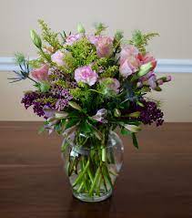 Fresh cut lilac flowers delivered. Fresh Flower Bouquet With Lisianthus Roses Wax Salidago Alstromeria Lilac Mini Carna Fresh Flowers Arrangements Fresh Flower Bouquets Flower Arrangements