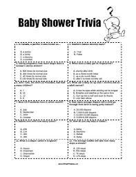 As your pregnancy progresses, it's time to start thinking about registering for baby items and your baby shower. Free Printable Baby Shower Trivia Game Baby Shower Juegos Baby Shower Baby Shower Games